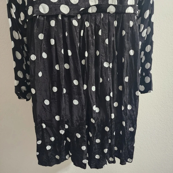 ZARA Black White Polka Dot Shirt Dress Size M - Picture 6 of 8